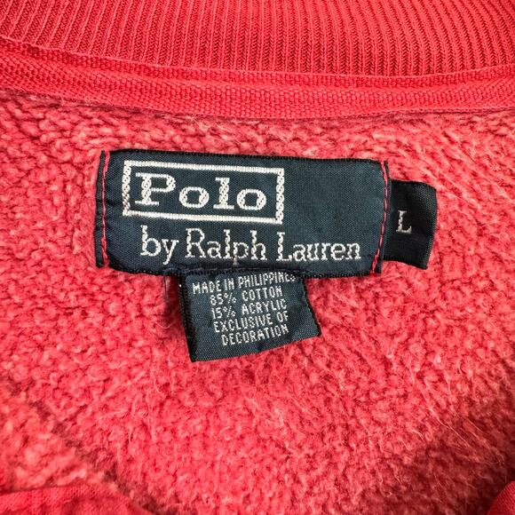 Polo Ralph Lauren Fleece Lined Mock Neck Henley Sweatshirt Red Men’s Large - Picture 7 of 7